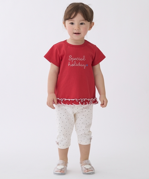 petit main（プティマイン）の「【プティプラ】GIRLS 7分丈レギンス（レギンス/スパッツ・キッズ・アイボリー/ブラック/オフホワイト/ブルー/カラフル/ピンク/ライトブルー/レッド・90cm/80ｃｍ/110cm/100cm/130cm/120cm）」の2枚目の写真