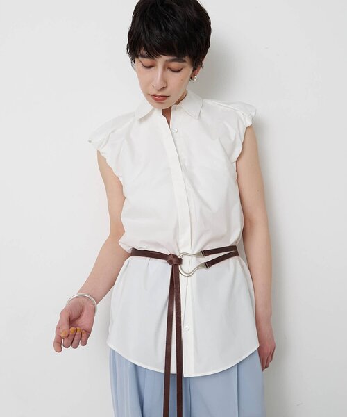 THE PAUSE（ザ ポーズ）の「【THE PAUSE】袖ギャザーノースリーブシャツ（シャツ/ブラウス・レディース・ベージュ/オフホワイト/ブルー・FREE）」の12枚目の写真