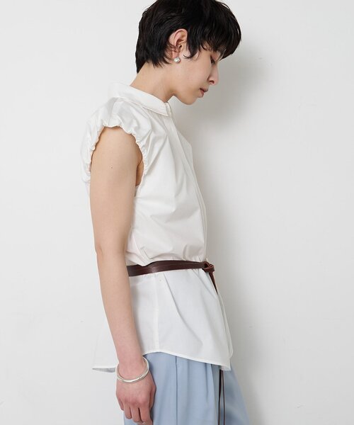 THE PAUSE（ザ ポーズ）の「【THE PAUSE】袖ギャザーノースリーブシャツ（シャツ/ブラウス・レディース・ベージュ/オフホワイト/ブルー・FREE）」の9枚目の写真