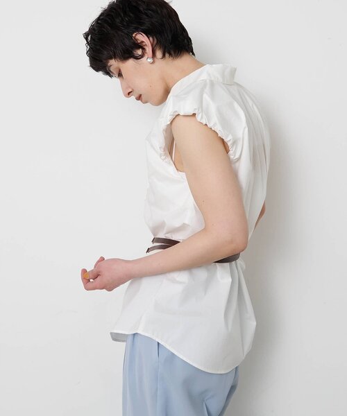 THE PAUSE（ザ ポーズ）の「【THE PAUSE】袖ギャザーノースリーブシャツ（シャツ/ブラウス・レディース・ベージュ/オフホワイト/ブルー・FREE）」の6枚目の写真