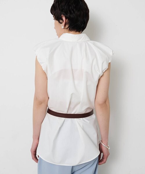 THE PAUSE（ザ ポーズ）の「【THE PAUSE】袖ギャザーノースリーブシャツ（シャツ/ブラウス・レディース・ベージュ/オフホワイト/ブルー・FREE）」の8枚目の写真