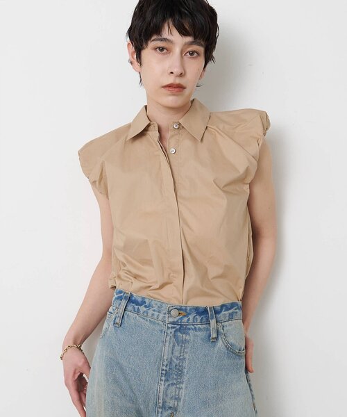 THE PAUSE（ザ ポーズ）の「【THE PAUSE】袖ギャザーノースリーブシャツ（シャツ/ブラウス・レディース・ベージュ/オフホワイト/ブルー・FREE）」の13枚目の写真