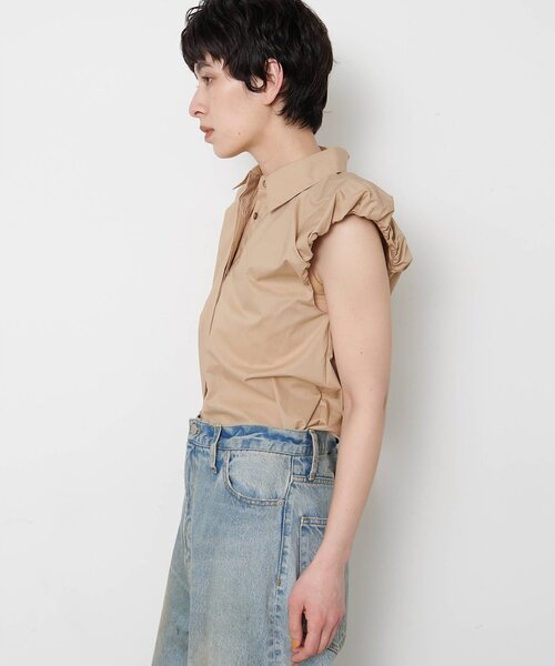 THE PAUSE（ザ ポーズ）の「【THE PAUSE】袖ギャザーノースリーブシャツ（シャツ/ブラウス・レディース・ベージュ/オフホワイト/ブルー・FREE）」の14枚目の写真