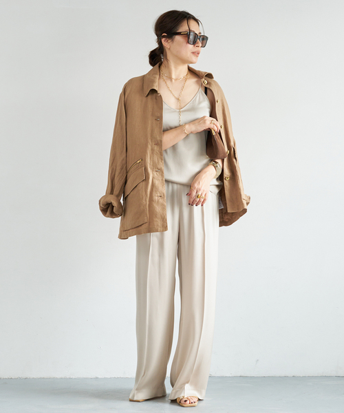 Deuxieme Classe(ドゥーズィエムクラス)の「*SILK SATIN イージーパンツ(スラックス・レディース・レッド/バーガンディー/ベージュ・38/36/34)」の4枚目の写真