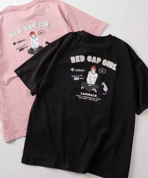 Red Cap Girl(レッドキャプガール)の「【70】【RCG/レッドキャップガール】アップリケロゴ バックプリント クルーネックTシャツ/ワンポイント刺繍/ユニセックス/レディース/メンズ(Tシャツ/カットソー・メンズ・ホワイト/ピンク/ブラック/アッシュグレー・M/L)」の2枚目の写真