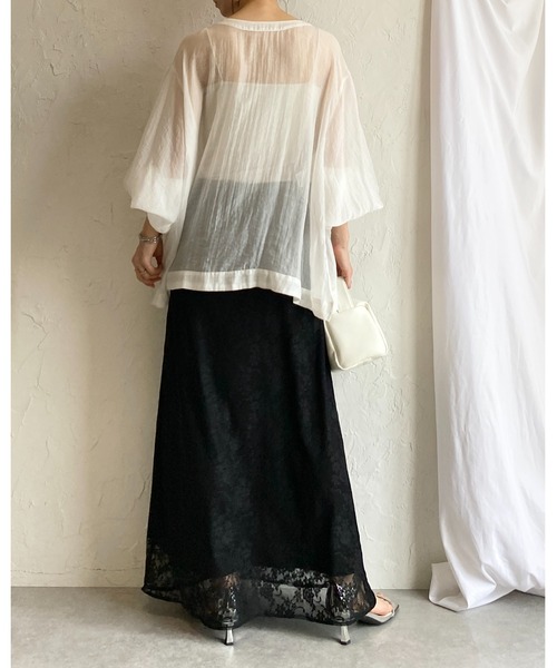 She's Closet(シーズクローゼット)の「花柄 フラワー ロング丈 ナロー レーススカート(スカート・レディース・ホワイト/ブラック・FREE)」の18枚目の写真