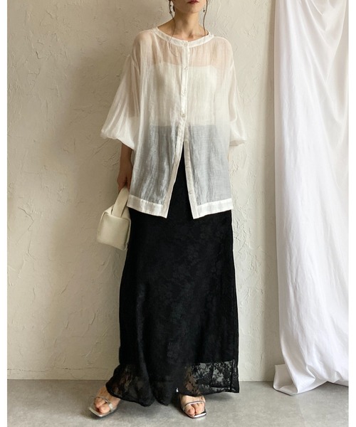 She's Closet(シーズクローゼット)の「花柄 フラワー ロング丈 ナロー レーススカート(スカート・レディース・ホワイト/ブラック・FREE)」の19枚目の写真