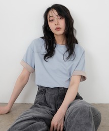 バイカラーロールアップTシャツ