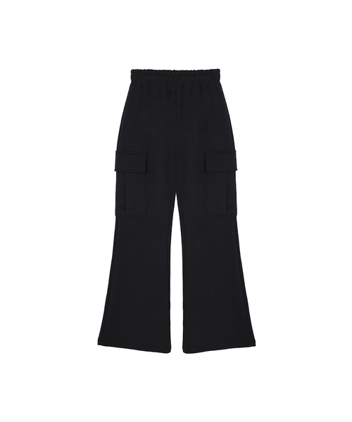PORTERNA(ポルテナ)の「CARGO BANDING FLARE PANTS-2COLOR(スウェットパンツ・レディース・ブラック/チャコール・OS)」の1枚目の写真