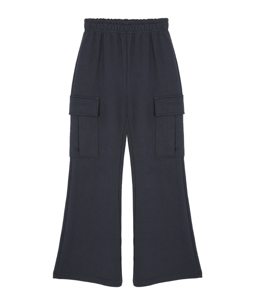 PORTERNA(ポルテナ)の「CARGO BANDING FLARE PANTS-2COLOR(スウェットパンツ・レディース・ブラック/チャコール・OS)」の5枚目の写真
