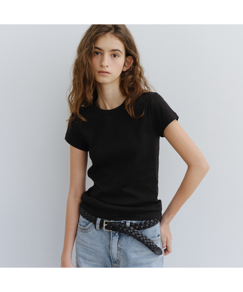 URAGO(ユラーゴ)の「Essential half t-shirt(Tシャツ/カットソー・レディース・チャコールグレー/ライトグレー/スカイブルー/ブラック/ダークブラウン/ネイビー/アイボリー・SMALL/MEDIUM)」の1枚目の写真