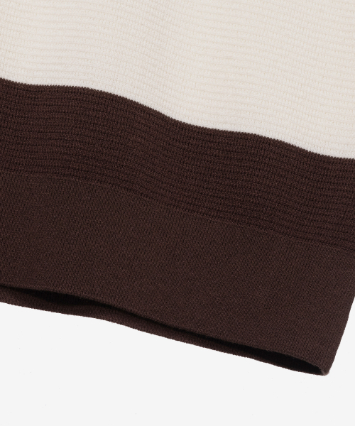 MINDBRIDGE（マインドブリッジ）の「[COUTURE] ウォッシャブルブロックストライプセミオーバーフィットカラー半袖ニット（ニット/セーター・メンズ・ブラウン・95/100/105/110）」の8枚目の写真