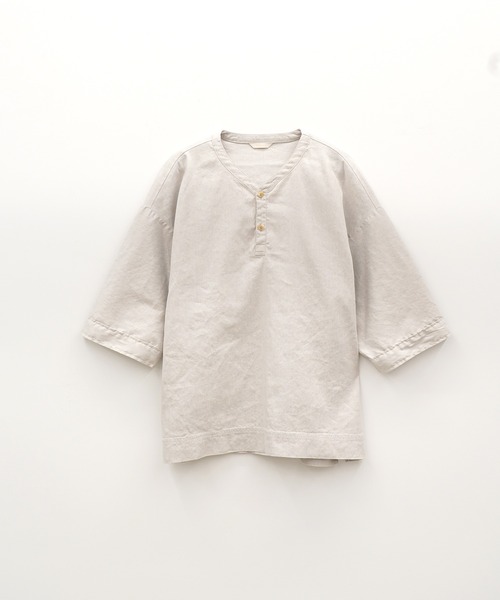 TROVE(トローヴ)の「TROVE / MODERN LINEN PULLOVER SHIRT(シャツ/ブラウス・メンズ・ホワイト系/ブラック・2/3)」の1枚目の写真