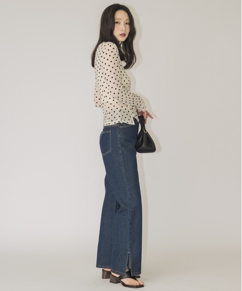 NEUNA(ヌナ)の「【発売日即完アイテム】ドットギャザーアシメントリーシアートップス(Tシャツ/カットソー・レディース・アイボリー/ブラック・FREE)」の11枚目の写真