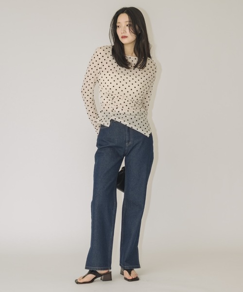 NEUNA(ヌナ)の「【発売日即完アイテム】ドットギャザーアシメントリーシアートップス(Tシャツ/カットソー・レディース・アイボリー/ブラック・FREE)」の20枚目の写真