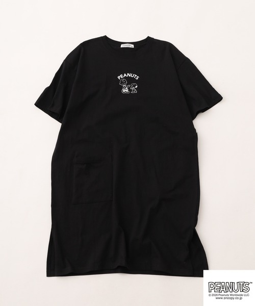 PEANUTS(ピーナッツ)の「PEANUTS プリントスーパーBIG Tシャツ 半袖(Tシャツ/カットソー・レディース・ネイビー/オートミール/ライトグリーン/ブラック/ピンクベージュ/杢グレー・M/L)」の11枚目の写真