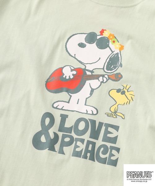 PEANUTS(ピーナッツ)の「PEANUTS プリントスーパーBIG Tシャツ 半袖(Tシャツ/カットソー・レディース・ネイビー/オートミール/ライトグリーン/ブラック/ピンクベージュ/杢グレー・M/L)」の10枚目の写真