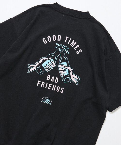 LURKING CLASS（ラーキングクラス）の「限定展開 LURKING CLASS/ラーキングクラス LURKING CLASS×FREAK'S STORE 別注 ヴィンテージ加工 プリント Tシャツ /GOOD TIMES BAD FRND HAND（Tシャツ/カットソー・メンズ・ブラック/ホワイト・MEDIUM/X-LARGE/LARGE）」の6枚目の写真