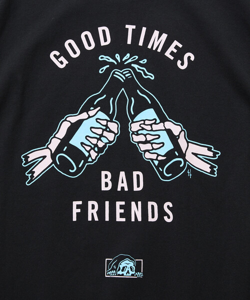 LURKING CLASS（ラーキングクラス）の「限定展開 LURKING CLASS/ラーキングクラス LURKING CLASS×FREAK'S STORE 別注 ヴィンテージ加工 プリント Tシャツ /GOOD TIMES BAD FRND HAND（Tシャツ/カットソー・メンズ・ブラック/ホワイト・MEDIUM/X-LARGE/LARGE）」の9枚目の写真
