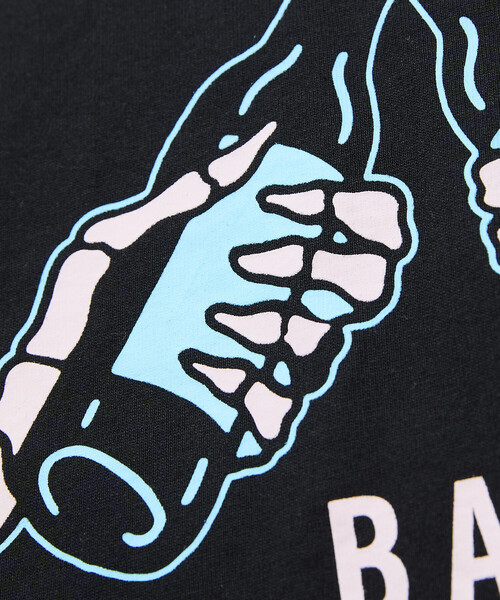 LURKING CLASS（ラーキングクラス）の「限定展開 LURKING CLASS/ラーキングクラス LURKING CLASS×FREAK'S STORE 別注 ヴィンテージ加工 プリント Tシャツ /GOOD TIMES BAD FRND HAND（Tシャツ/カットソー・メンズ・ブラック/ホワイト・MEDIUM/X-LARGE/LARGE）」の10枚目の写真
