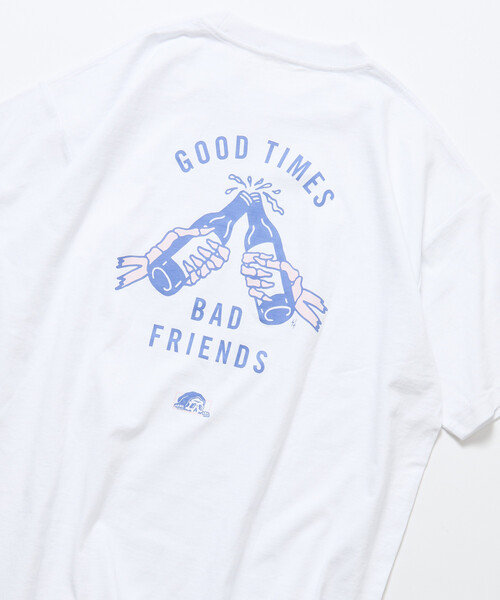 LURKING CLASS（ラーキングクラス）の「限定展開 LURKING CLASS/ラーキングクラス LURKING CLASS×FREAK'S STORE 別注 ヴィンテージ加工 プリント Tシャツ /GOOD TIMES BAD FRND HAND（Tシャツ/カットソー・メンズ・ブラック/ホワイト・MEDIUM/X-LARGE/LARGE）」の13枚目の写真
