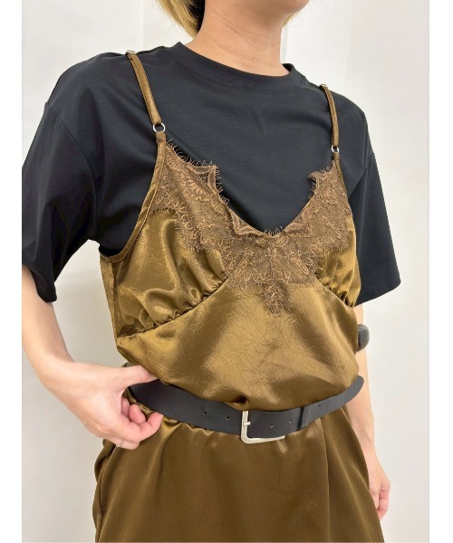 MIDVEIN（ミッドヴェイン）の「lingerie like dress（チュニック・レディース・ブラウン/ライム/ブラック・FREE）」の10枚目の写真