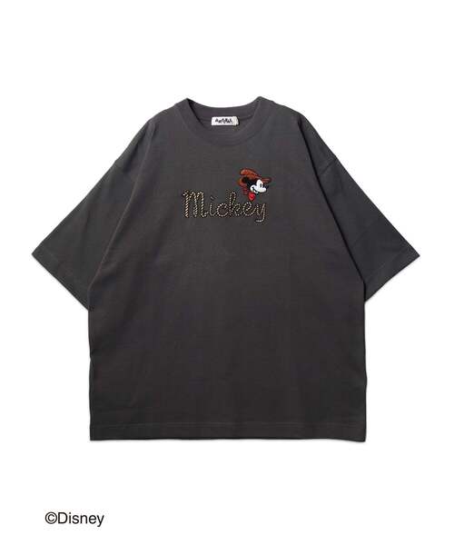 ANTIBAL（アンティバル）の「【ANTIBAL】 ミッキーマウス ""HOWDY""刺しゅう ショートスリーブTシャツ（Tシャツ/カットソー・メンズ・ホワイト系1/チャコールグレー/ホワイト・3/2）」の3枚目の写真