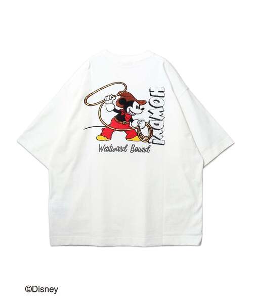 ANTIBAL（アンティバル）の「【ANTIBAL】 ミッキーマウス ""HOWDY""刺しゅう ショートスリーブTシャツ（Tシャツ/カットソー・メンズ・ホワイト系1/チャコールグレー/ホワイト・3/2）」の4枚目の写真
