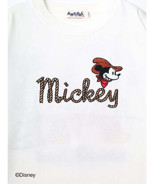 ANTIBAL（アンティバル）の「【ANTIBAL】 ミッキーマウス ""HOWDY""刺しゅう ショートスリーブTシャツ（Tシャツ/カットソー・メンズ・ホワイト系1/チャコールグレー/ホワイト・3/2）」の5枚目の写真