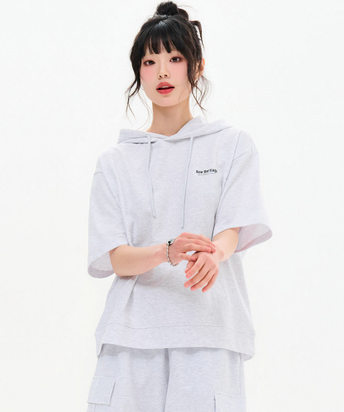 CHASECULT(チェイスカルト)の「共用クーリングコットン半袖フードTシャツ-FBRU5812D0E(Tシャツ/カットソー・メンズ・ライトグレー・100/105/90/95)」の1枚目の写真