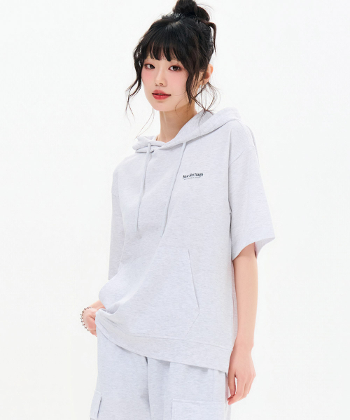 CHASECULT(チェイスカルト)の「共用クーリングコットン半袖フードTシャツ-FBRU5812D0E(Tシャツ/カットソー・メンズ・ライトグレー・100/105/90/95)」の5枚目の写真