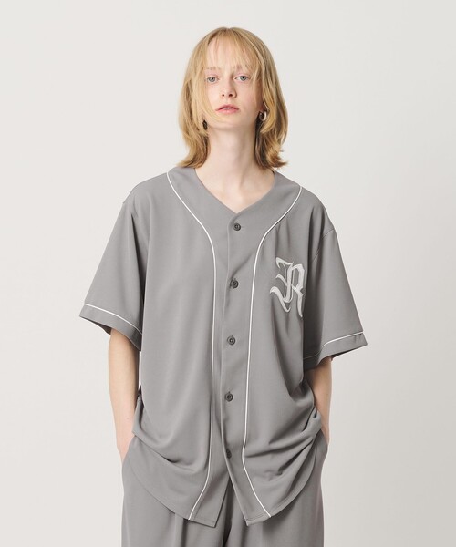 ER(イーアール)の「<ER>メッシュ ベースボール シャツ(カーディガン/ボレロ・レディース・ネイビー/グレー系・S/M)」の2枚目の写真