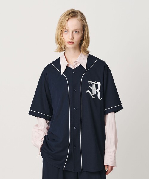 ER(イーアール)の「<ER>メッシュ ベースボール シャツ(カーディガン/ボレロ・レディース・ネイビー/グレー系・S/M)」の7枚目の写真