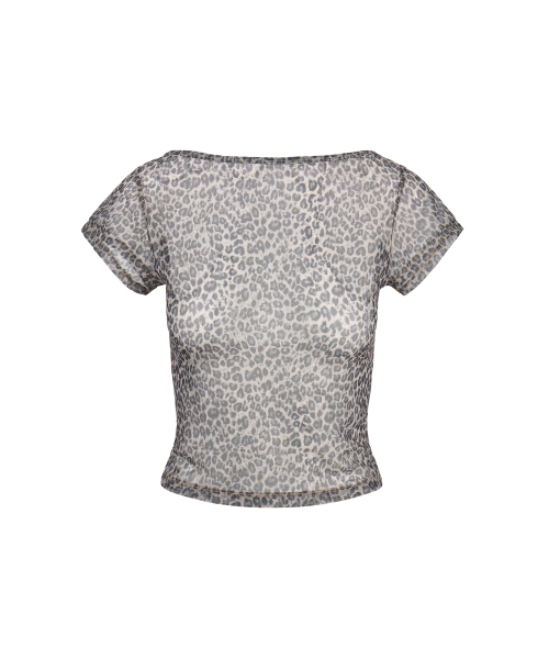 GILAARCHIVE(ギラアーカイブ)の「LEOPARD LETTERING LOGO BACKLESS SHEER TOP_BEIGE(Tシャツ/カットソー・レディース・その他・FREE)」の6枚目の写真