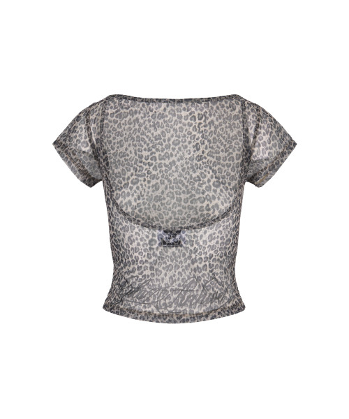 GILAARCHIVE(ギラアーカイブ)の「LEOPARD LETTERING LOGO BACKLESS SHEER TOP_BEIGE(Tシャツ/カットソー・レディース・その他・FREE)」の7枚目の写真