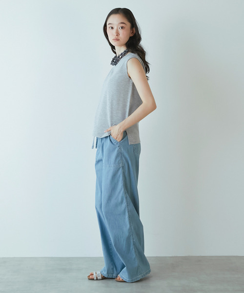 LOGEMENT DE CLAIRE(ロジュモンドクレール)の「ノースリーブプルオーバー(Tシャツ/カットソー・レディース・杢グレー/ホワイト/ブラック・3/2)」の6枚目の写真