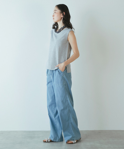 LOGEMENT DE CLAIRE(ロジュモンドクレール)の「ノースリーブプルオーバー(Tシャツ/カットソー・レディース・杢グレー/ホワイト/ブラック・3/2)」の7枚目の写真