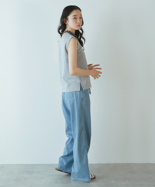 LOGEMENT DE CLAIRE(ロジュモンドクレール)の「ノースリーブプルオーバー(Tシャツ/カットソー・レディース・杢グレー/ホワイト/ブラック・3/2)」の9枚目の写真