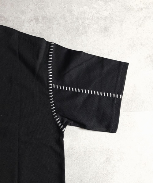 ATELANE（アテレーン）の「ATELANE /カルゼラダーステッチ/半袖クルーネックTEE（Tシャツ/カットソー・メンズ・ブラック/オフホワイト・LARGE/MEDIUM）」の6枚目の写真