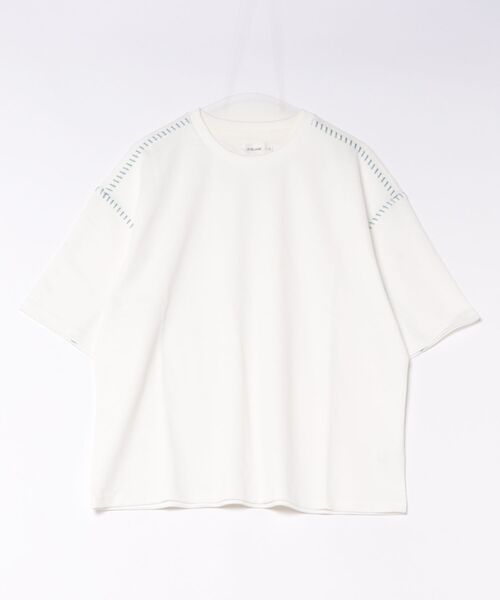 ATELANE（アテレーン）の「ATELANE /カルゼラダーステッチ/半袖クルーネックTEE（Tシャツ/カットソー・メンズ・ブラック/オフホワイト・LARGE/MEDIUM）」の8枚目の写真