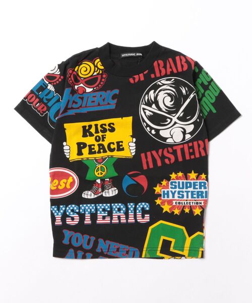 HYSTERIC MINI(ヒステリックミニ)の「HYSTERIC LOGO MANIAC 半袖Tシャツ(Tシャツ/カットソー・キッズ・ホワイト/ブラック・110/100/120)」の1枚目の写真