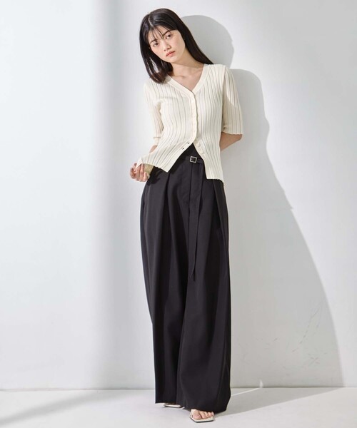 STUDIOUS（ステュディオス）の「【STUDIOUS/ステュディオス】Silk Viscose Wide Rib Cardigan/シルクビスコースリブカーディガン（カーディガン/ボレロ・レディース・ライトピンク/ブラック/ダークグレー/オフホワイト・FREE）」の15枚目の写真