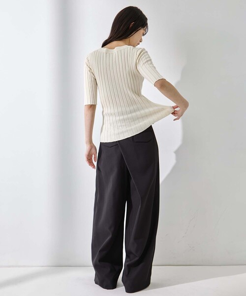 STUDIOUS（ステュディオス）の「【STUDIOUS/ステュディオス】Silk Viscose Wide Rib Cardigan/シルクビスコースリブカーディガン（カーディガン/ボレロ・レディース・ライトピンク/ブラック/ダークグレー/オフホワイト・FREE）」の16枚目の写真