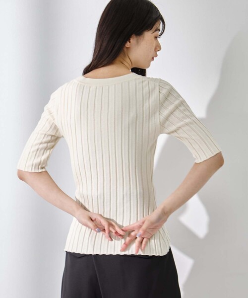 STUDIOUS（ステュディオス）の「【STUDIOUS/ステュディオス】Silk Viscose Wide Rib Cardigan/シルクビスコースリブカーディガン（カーディガン/ボレロ・レディース・ライトピンク/ブラック/ダークグレー/オフホワイト・FREE）」の20枚目の写真