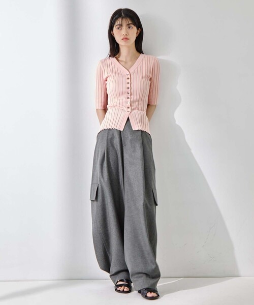 STUDIOUS（ステュディオス）の「【STUDIOUS/ステュディオス】Silk Viscose Wide Rib Cardigan/シルクビスコースリブカーディガン（カーディガン/ボレロ・レディース・ライトピンク/ブラック/ダークグレー/オフホワイト・FREE）」の8枚目の写真