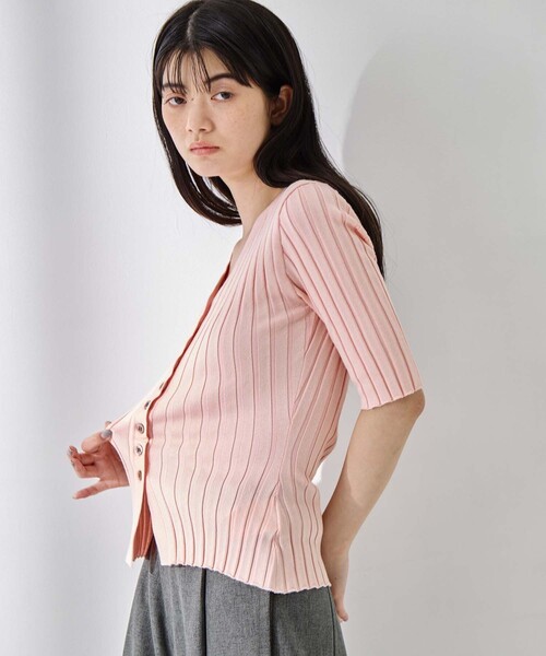 STUDIOUS（ステュディオス）の「【STUDIOUS/ステュディオス】Silk Viscose Wide Rib Cardigan/シルクビスコースリブカーディガン（カーディガン/ボレロ・レディース・ライトピンク/ブラック/ダークグレー/オフホワイト・FREE）」の11枚目の写真