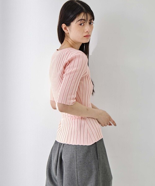 STUDIOUS（ステュディオス）の「【STUDIOUS/ステュディオス】Silk Viscose Wide Rib Cardigan/シルクビスコースリブカーディガン（カーディガン/ボレロ・レディース・ライトピンク/ブラック/ダークグレー/オフホワイト・FREE）」の13枚目の写真