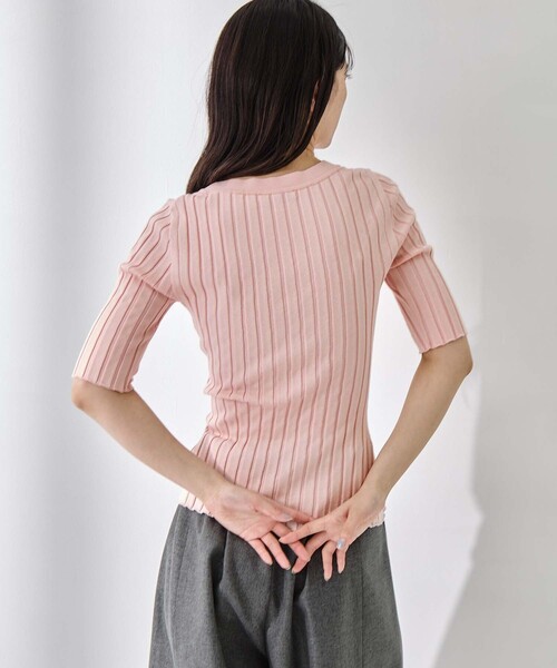 STUDIOUS（ステュディオス）の「【STUDIOUS/ステュディオス】Silk Viscose Wide Rib Cardigan/シルクビスコースリブカーディガン（カーディガン/ボレロ・レディース・ライトピンク/ブラック/ダークグレー/オフホワイト・FREE）」の14枚目の写真