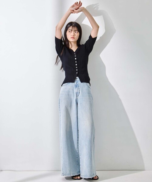 STUDIOUS（ステュディオス）の「【STUDIOUS/ステュディオス】Silk Viscose Wide Rib Cardigan/シルクビスコースリブカーディガン（カーディガン/ボレロ・レディース・ライトピンク/ブラック/ダークグレー/オフホワイト・FREE）」の21枚目の写真