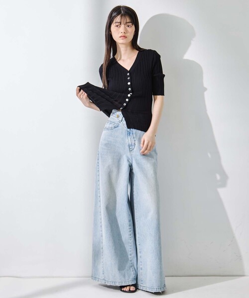 STUDIOUS（ステュディオス）の「【STUDIOUS/ステュディオス】Silk Viscose Wide Rib Cardigan/シルクビスコースリブカーディガン（カーディガン/ボレロ・レディース・ライトピンク/ブラック/ダークグレー/オフホワイト・FREE）」の22枚目の写真